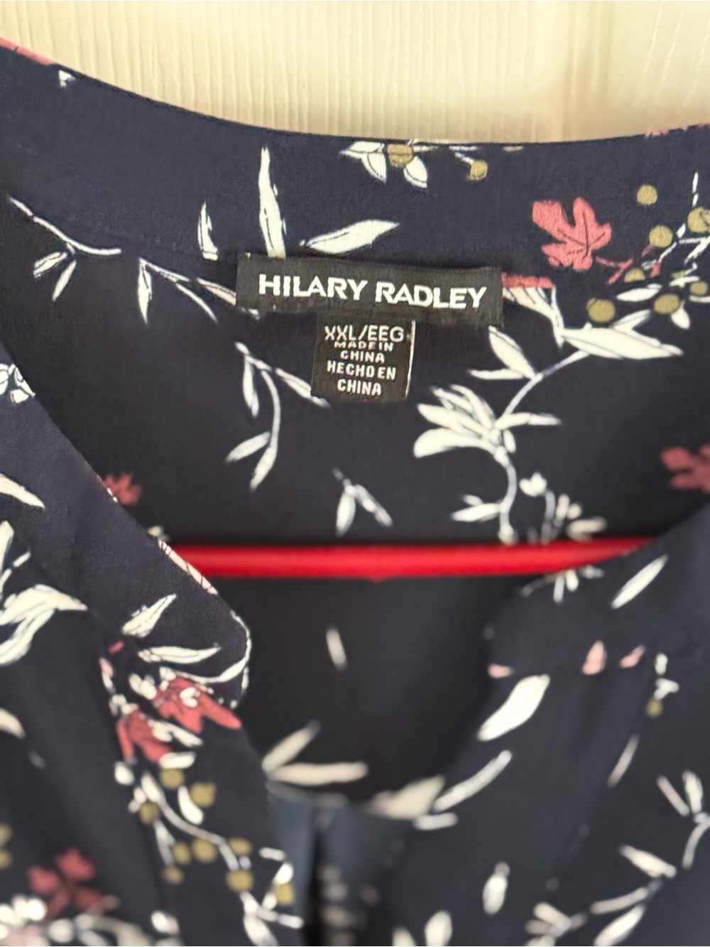 Hilary Radley Navy Floral Long Sleeve Blouse Top Size XXL Plus Size Career Casua - Picture 3 of 10
